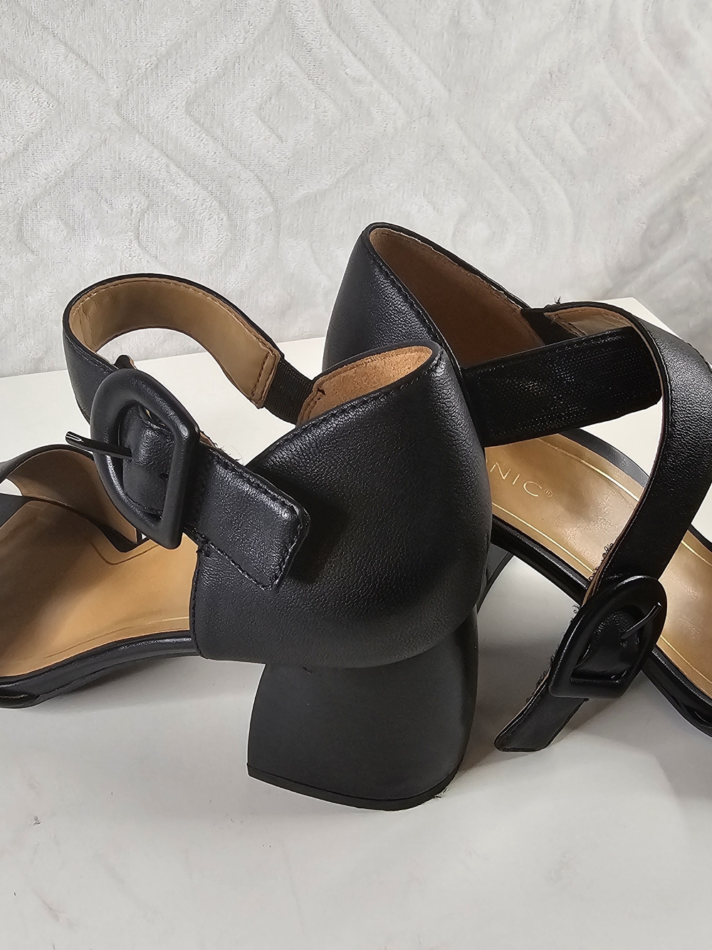 Vionic Black Block Heel Sandals with Ankle Buckle - Picture 9 of 11